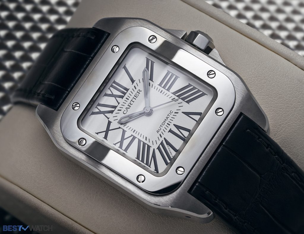 CRW2SA0011 - Santos-Dumont watch - Large model, quartz movement, rose gold,  steel, leather - Cartier